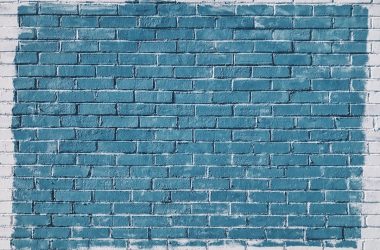gray concrete bricks painted in blue