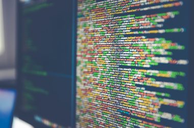 Colorful software or web code on a computer monitor