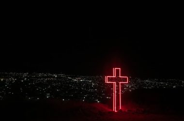 red neon light cross signage