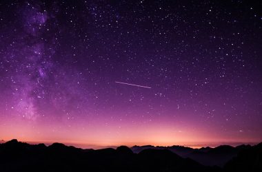 silhouette photo of mountain during night time