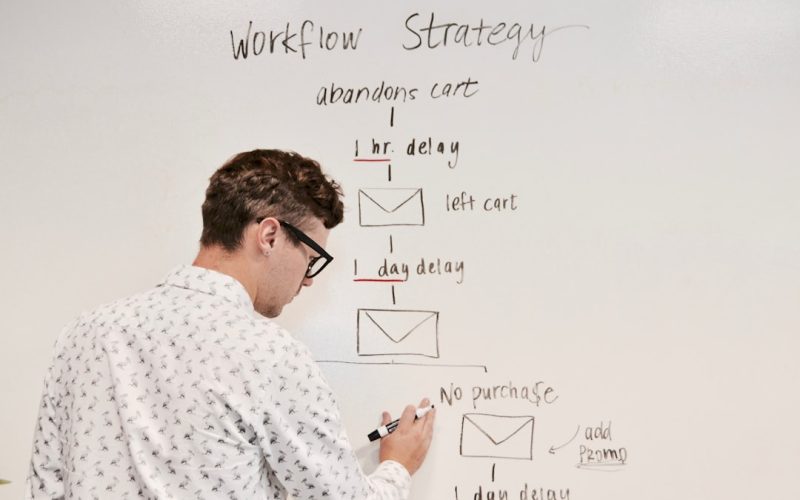 man writing on whiteboard
