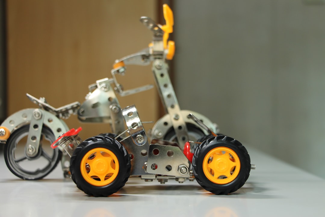 gray and red lego toy
