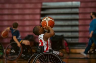 a boy playing basketball