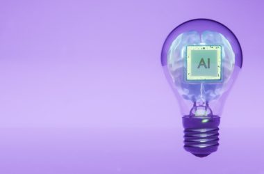 Ai brain inside a lightbulb illustrates an idea.
