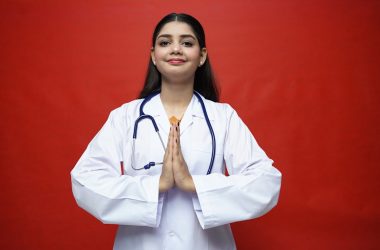 a person in a white coat