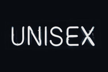 a neon sign that reads unisex