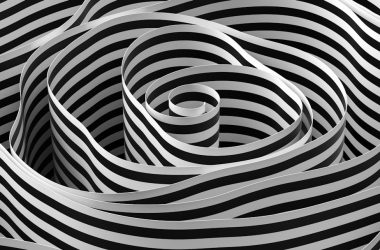 a black and white photo of a spiral design