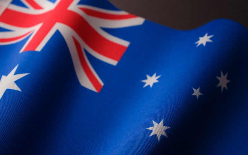 a close up of the flag of australia