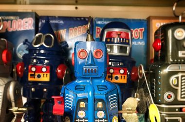 blue and black robot figurine