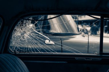 spider web on car window