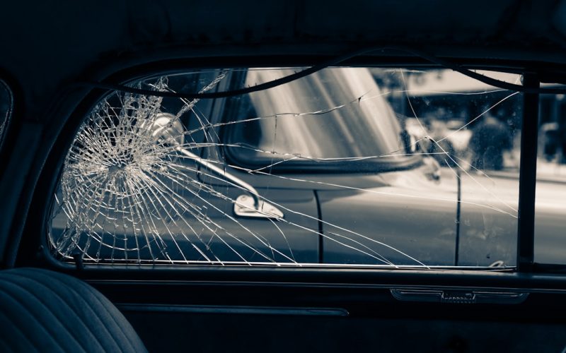 spider web on car window