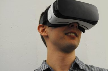 man wearing VR glass headset