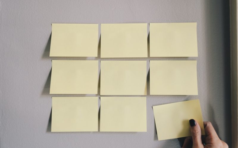 six white sticky notes