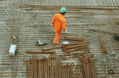 man walking on construction site