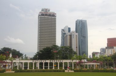 a city with tall buildings in the background