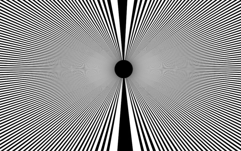 Black and white abstract pattern with a central circle.