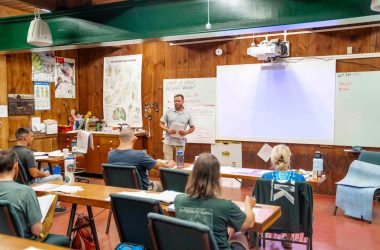 Teacher presents to students in a classroom