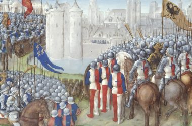 soldiers beside castle painting