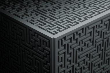 a black and white photo of a maze design