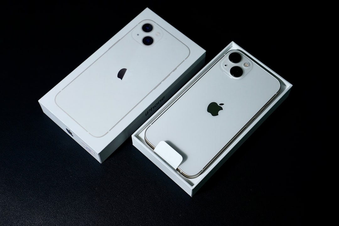 a white box with an iphone in it