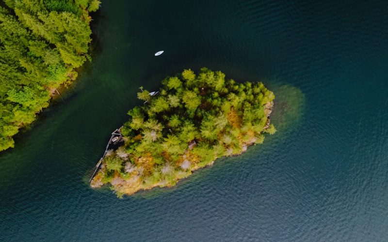 a small island in the middle of a body of water